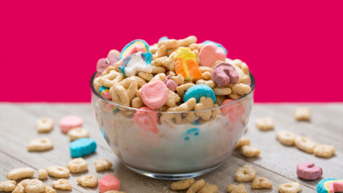 Bowl of surgary cereal