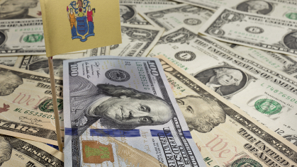 new jersey flag with money surrounding