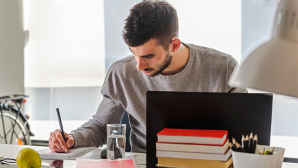 College student studying