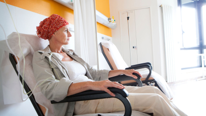 woman receives chemotherapy
