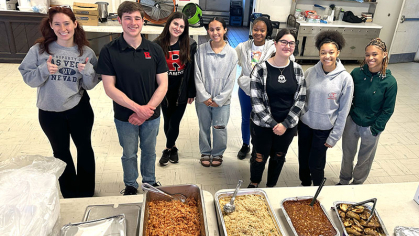 Camden students in the community kitchen