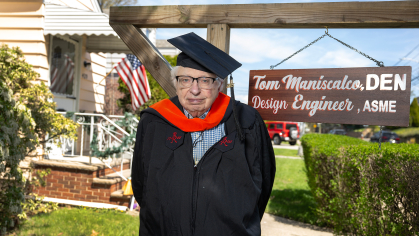 Tom Maniscalco, 85, will be receiving his masters of engineering from Rutgers in May 2025.