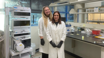 Ariane Vasilatis, left, and Eileen Carry are co-founders of Zena Therapeutics, seen in their lab.