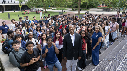 President Tate with Students 