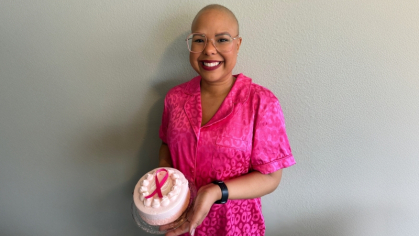 Victoria Ramirez SPAA’15, SPAA’17 celebrating being cancer free in January 2024.