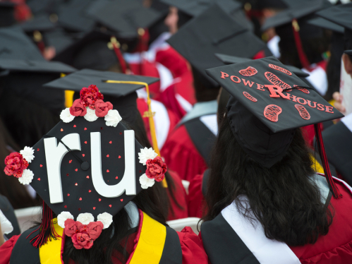 Decorated mortarboard at commencement