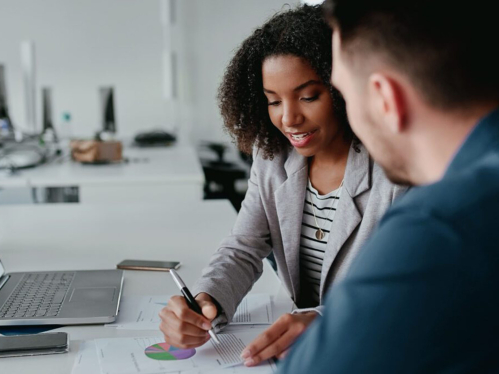 Financial planner working with a client