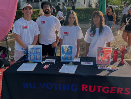 students tabling for RU Voting
