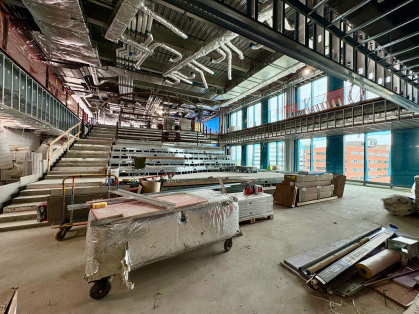 interior shot of construction progress at the HELIX
