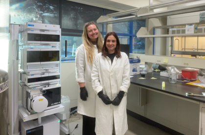 Ariane Vasilatis, left, and Eileen Carry are co-founders of Zena Therapeutics, seen in their lab.