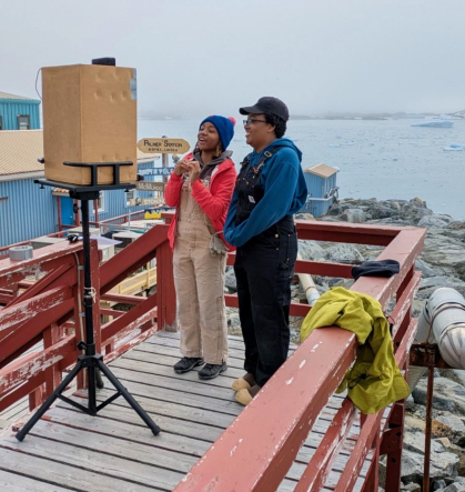 Rutgers biological oceanographer Mya Sharpe, left, and Virginia Institute of Marine Science doctoral student Maya Thomas in Antarctica answered questions from students, some of them 6,000 miles away.