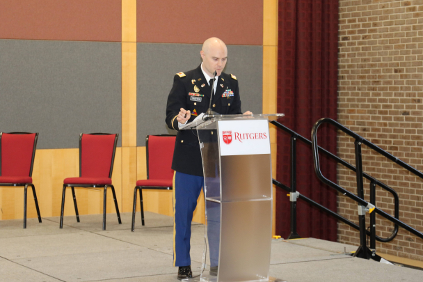 Captain Richard Trotter delivering opening remarks