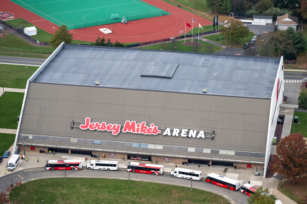Aerial view of Jersey Mike's Arena on Livingston campus